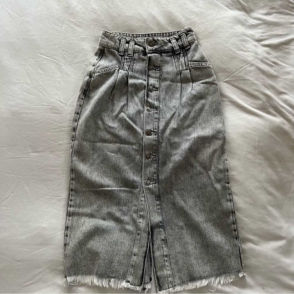 Free People Long Denim Skirt